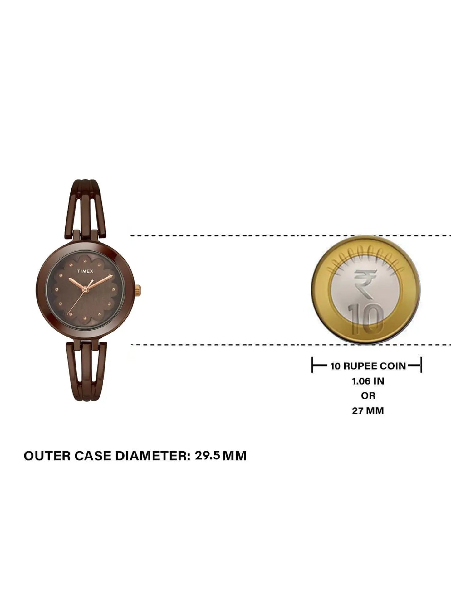 Timex Women Brown Round Analog Brass Dial Watch - TWTL10313