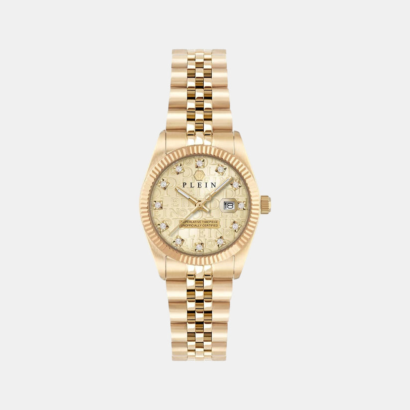 Women Quartz Champagne Dial Analog Stainless Steel Watch PWNFA0525