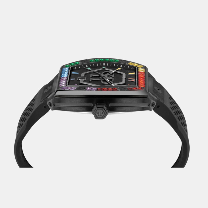 Men Quartz Black Dial Analog Silicone Watch PWPUA0324