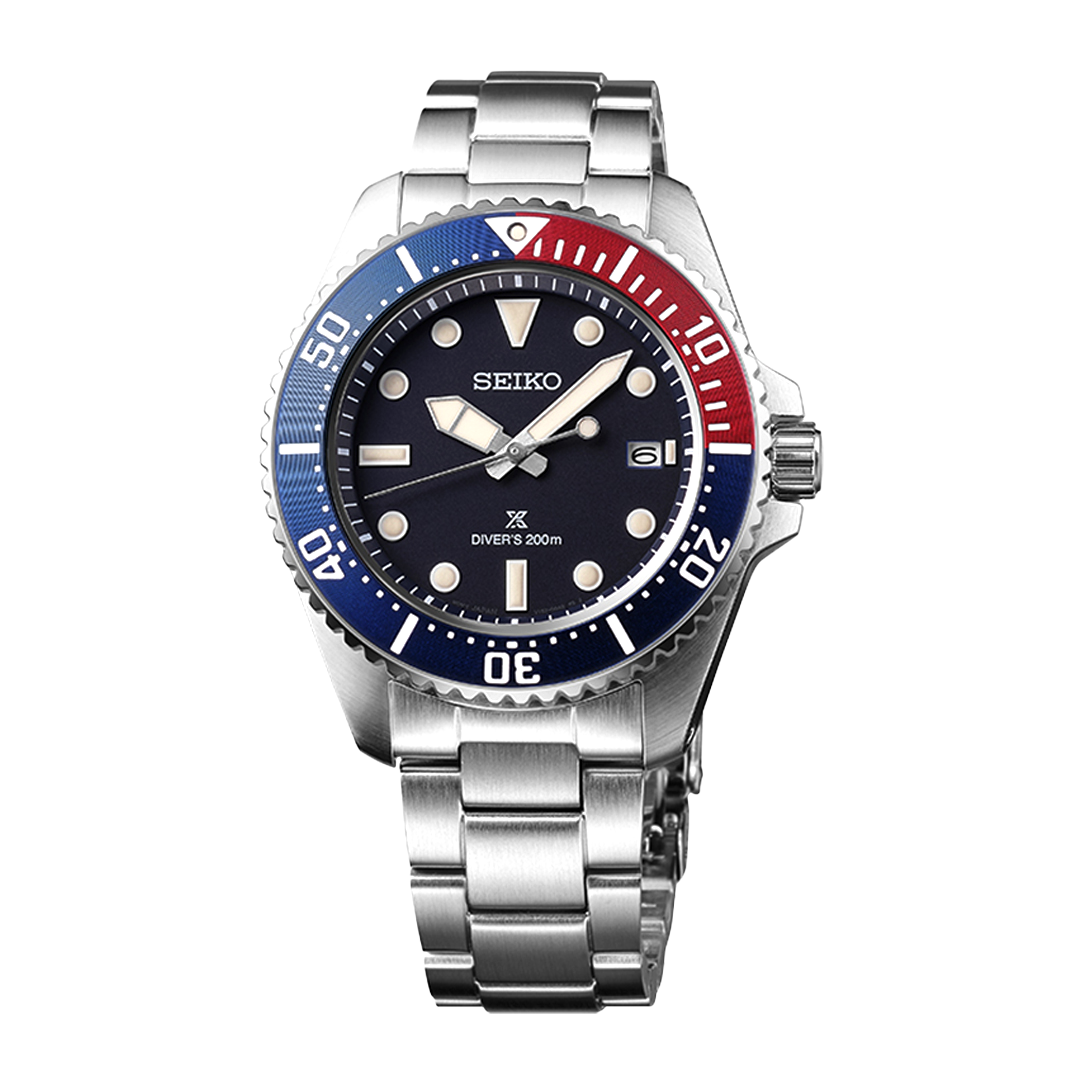 Seiko Prospex Solar Diver’s in Blue-Red-Blue - SNE595P1