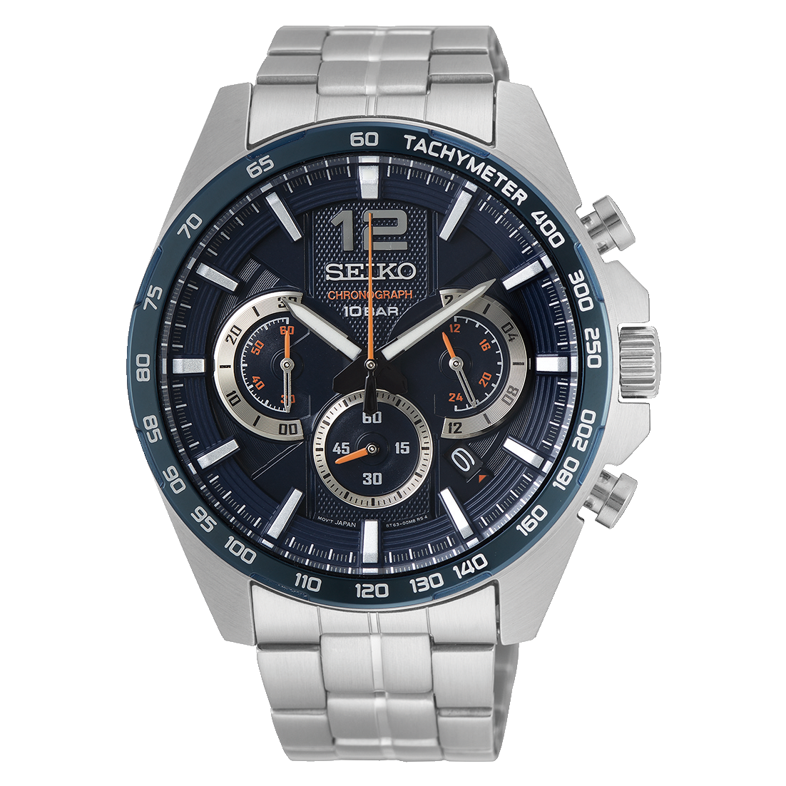 Dress Men Quartz Blue Dial Chronograph Stainless Steel Watch SSB345P1