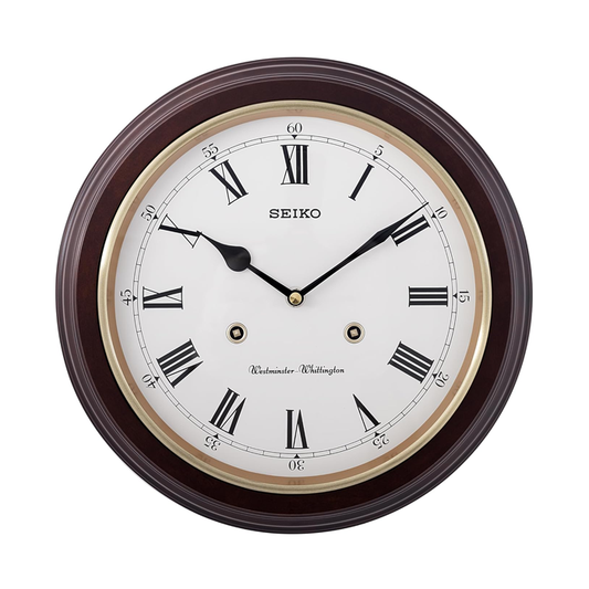 Seiko Wall Clock (31.4 cm x 31.4 cm x 6.1 cm, Brown, QXH202BN)