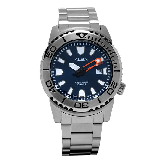 Alba AG8M07X1 Blue Dial Watch With 2 Way Rotating Bezel