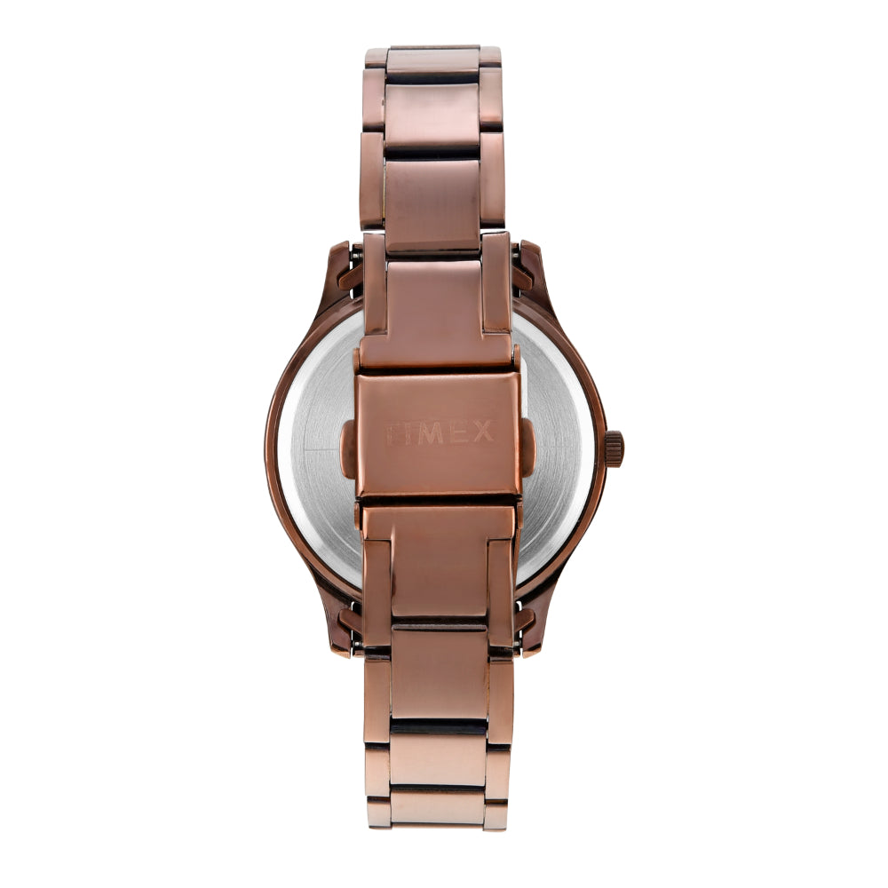 Timex Women Brown Round Multifunction Dial Watch- TW000Q820