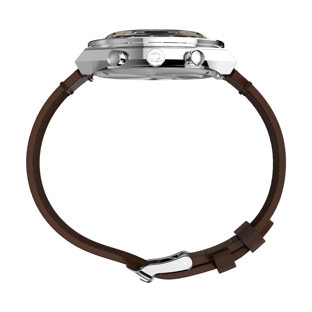 Q Timex 40mm Leather Strap Watch