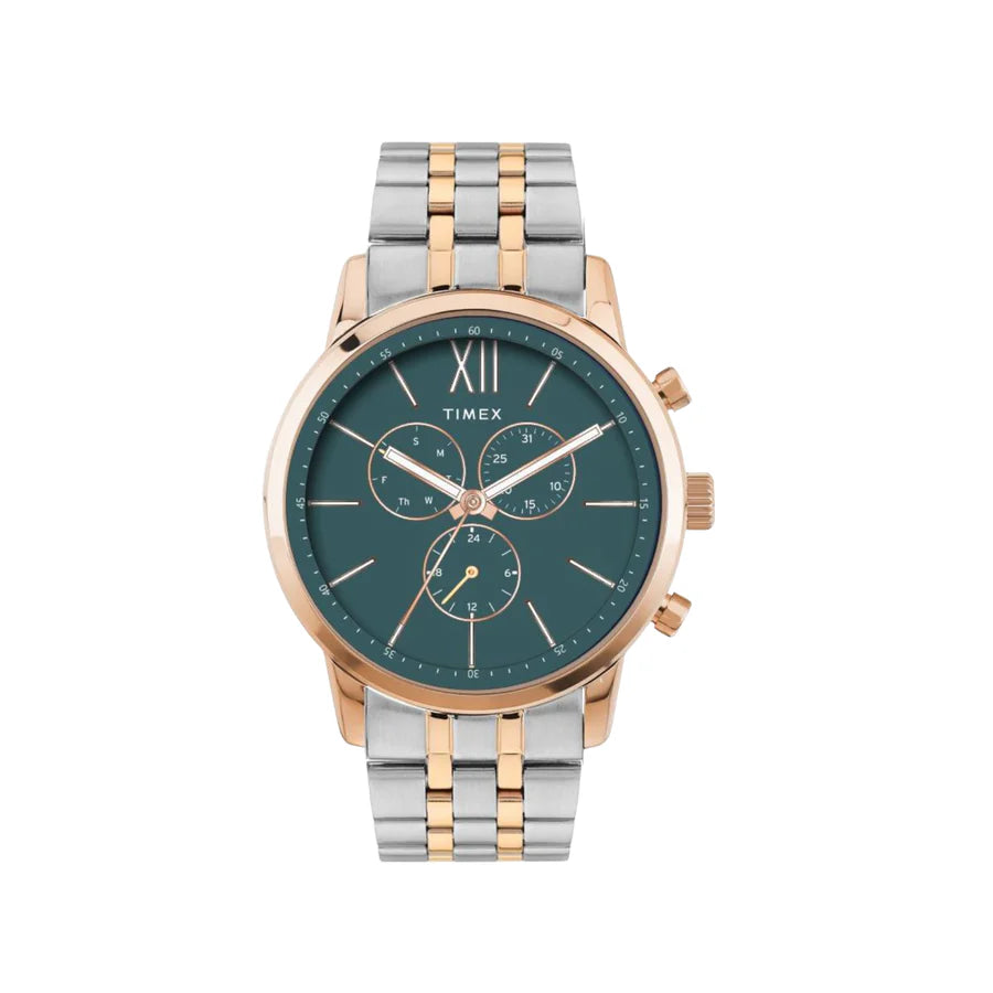 Trendline Men Quartz Green Dial Multi-Function Stainless Steel Watch TWEG32201