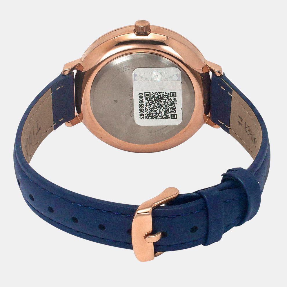 Fashion Women Quartz Blue Dial Analog Leather Watch TWEL14712