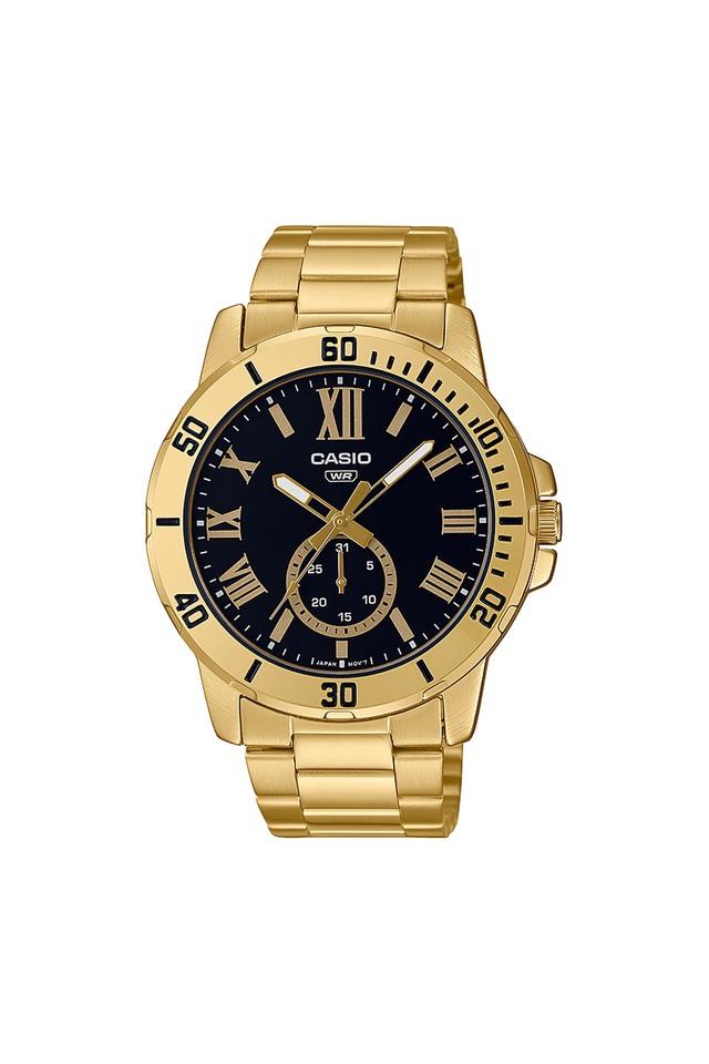 Mens 48.5 x 45.4 x 11.8 mm Enticer Men Collection-MTP-VD200G-1BUDF Black Dial Stainless Steel Watch - A2069