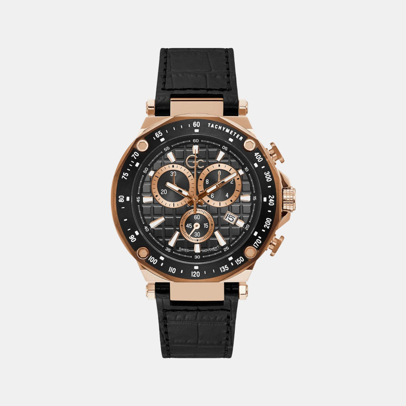 SPIRIT SPORT Men Quartz Black Dial Chronograph Leather Watch Y81004G2MF