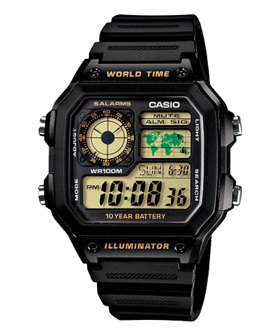 Casio Youth Black Digital Countdown Timer, AE-1200WH-1BVDF-D098