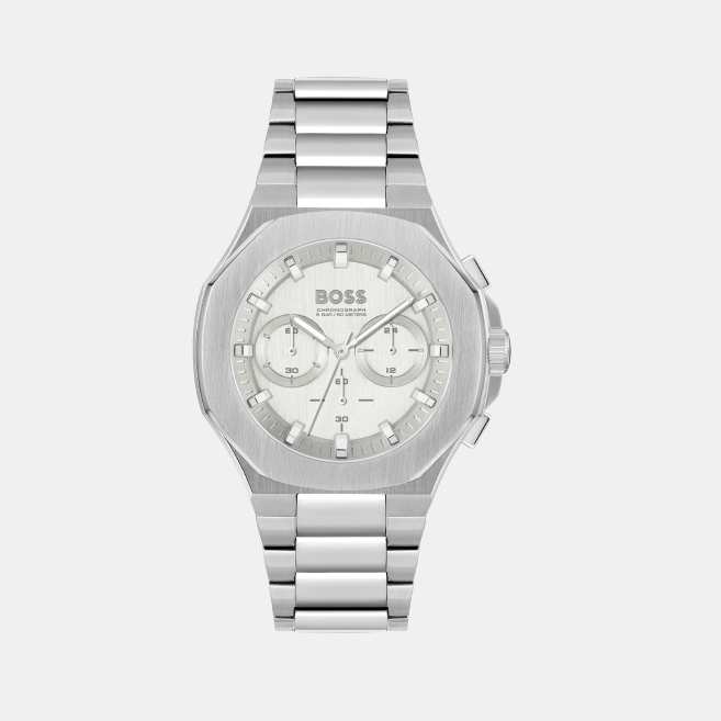 Taper Men Quartz Silver Dial Chronograph Stainless Steel Watch 1514087