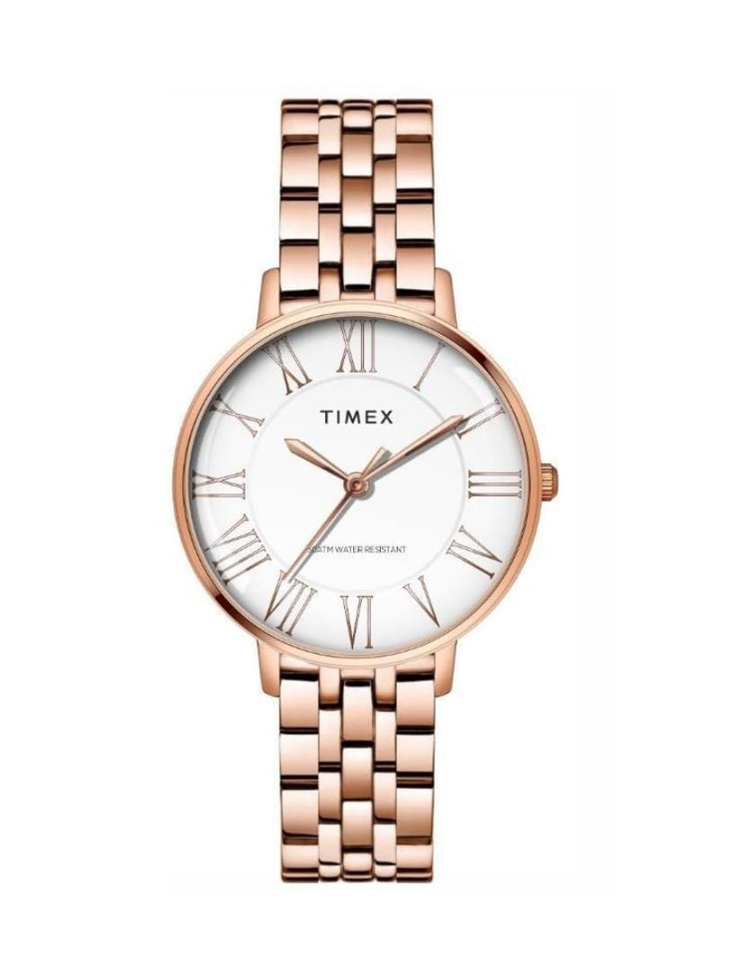 Timex White Dial with Roman Numbers Women's Watch - TWEL19108