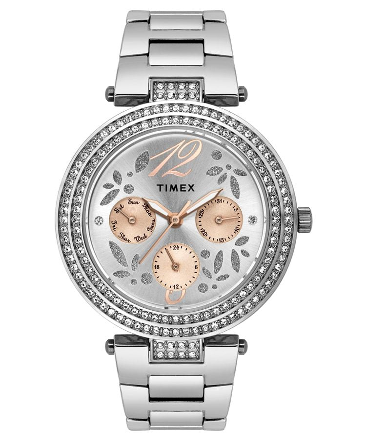 Timex E Class Women's Silver Dial Round Case Multifunction Function Watch -TWEL12001