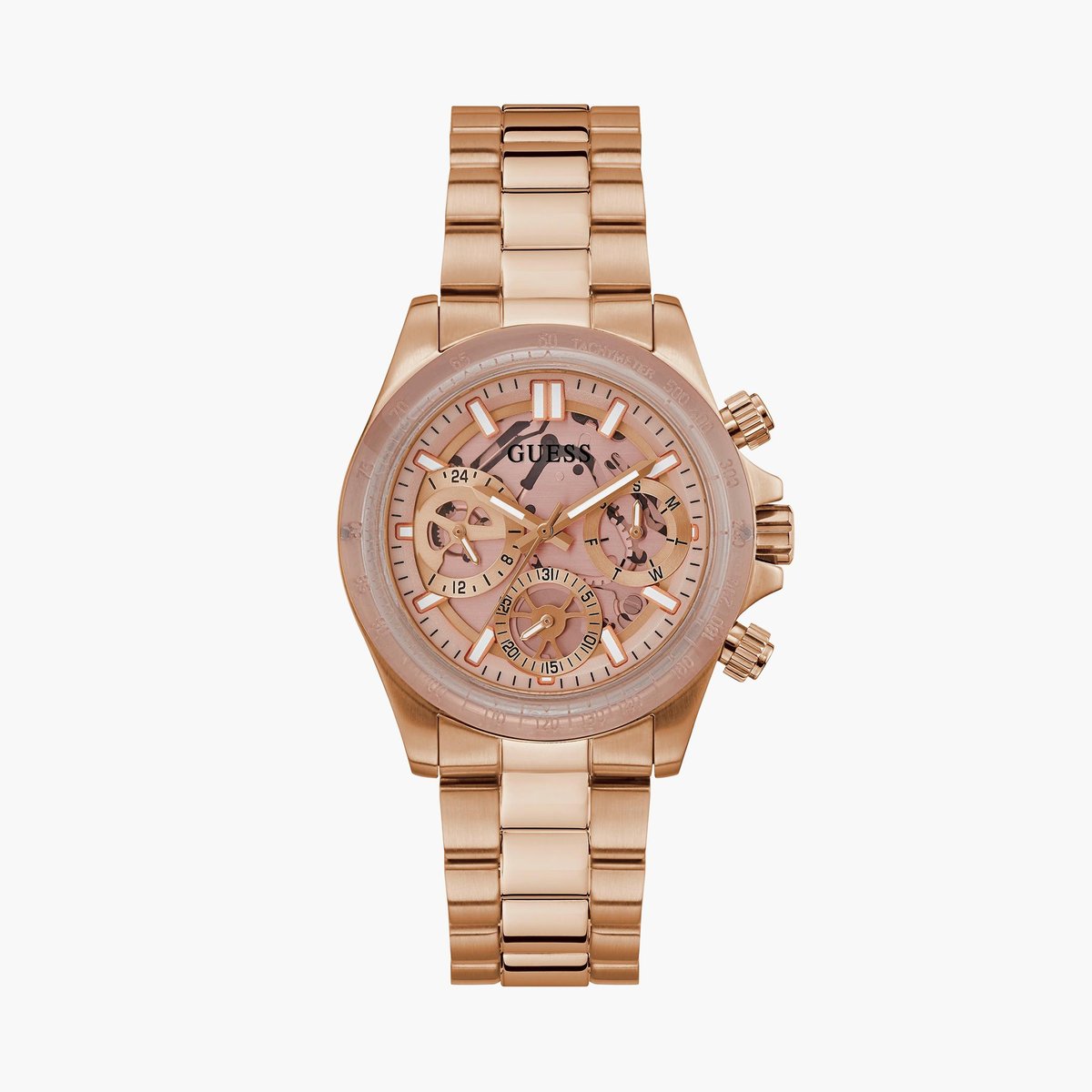 GUESS Women Textured Chronograph Watch with Bracelet Strap - GW0557L2