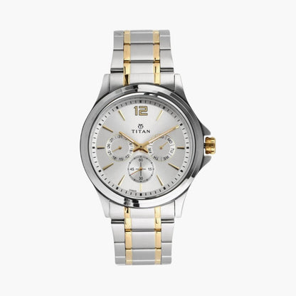 Titan Workwear Silver Dial Quartz Multifunction Stainless Steel Strap watch for Men