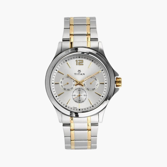 Titan Workwear Silver Dial Quartz Multifunction Stainless Steel Strap watch for Men