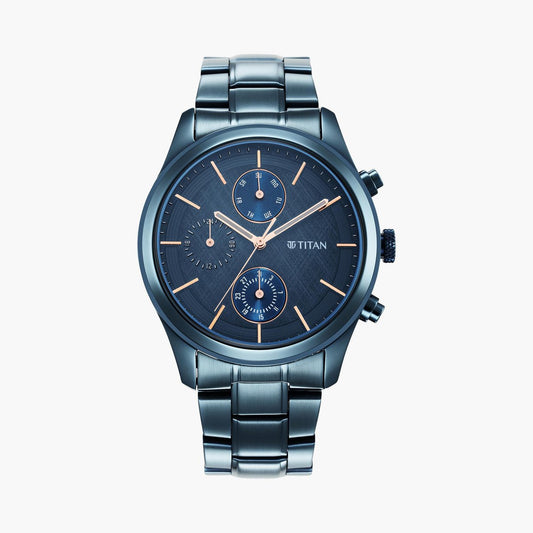 Titan Neo Splash Quartz Analog with Date Blue Dial Blue Stainless Steel Strap Watch For Men