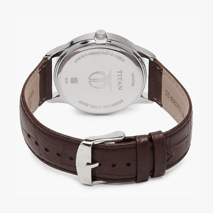 Titan Classic Silver Dial Analog with Date Leather Strap watch for Men