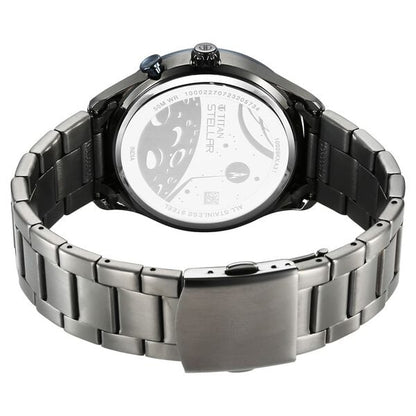 Titan Stellar Multifunction Blue Dial Grey Stainless Steel Strap Watch For Men