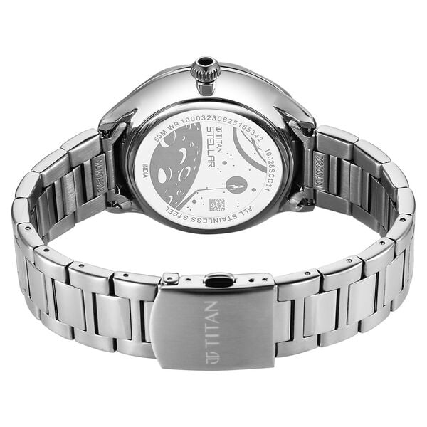 Titan Stellar Analog with Sun Moon Phase and Blue Dial Silver Stainless Steel Strap Watch for Men