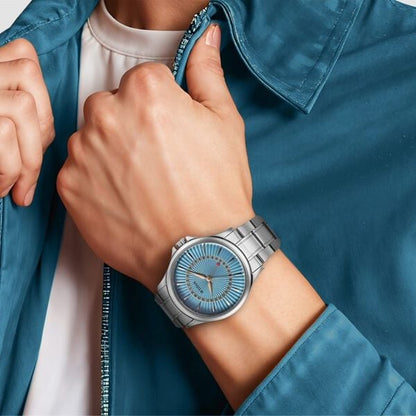 Titan Karishma Quartz Analog with Date Blue Dial Stainless Steel Strap Watch For Men