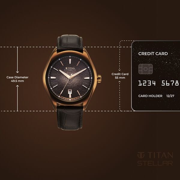 Titan Stellar Starlight Analog with Concealed Automatic and Brown Dial Brown Leather Strap Watch for Men