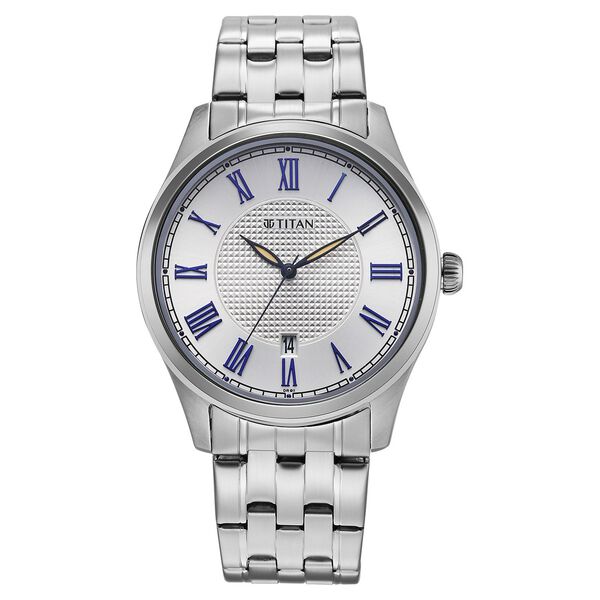 Titan Neo Roman Analog with Silver White Dial Silver Stainless Steel Strap Watch for Men