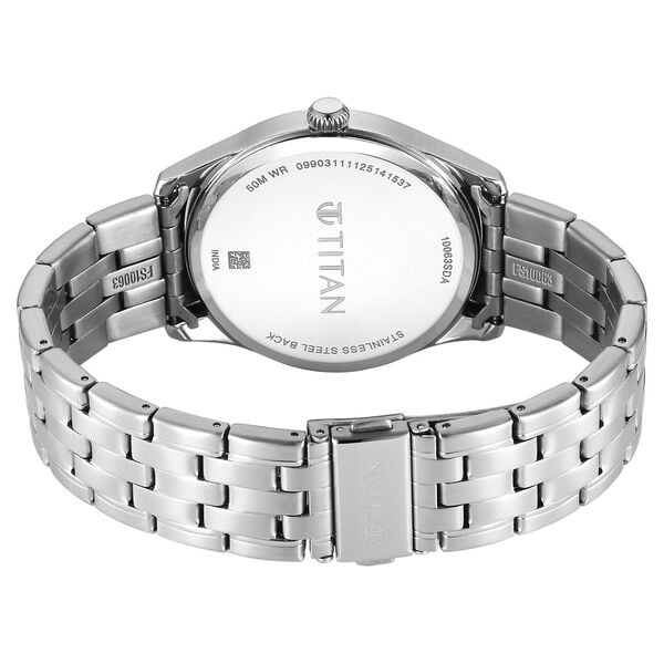 Titan Neo Roman Analog with Silver White Dial Silver Stainless Steel Strap Watch for Men