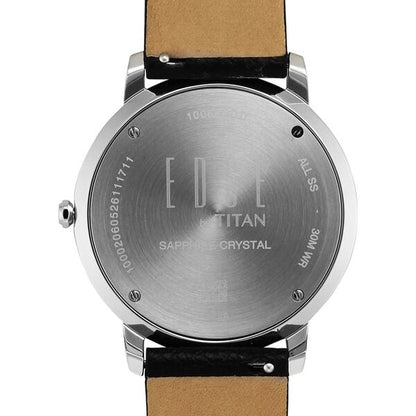 Edge Meister Quartz Analog Blue Dial Black Leather Strap Watch For Men