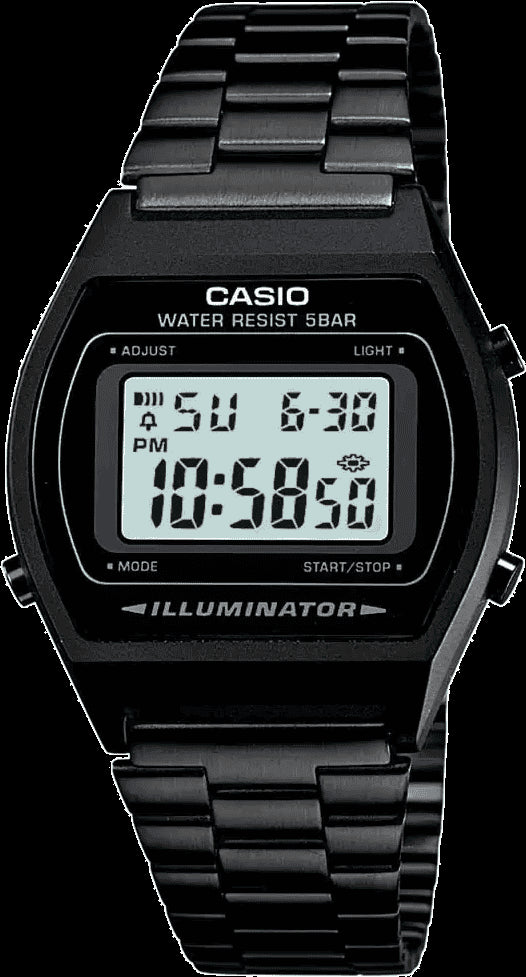 Casio Unisex Vintage B640WB-1ADF Black Digital Dial Black Stainless Steel Band D180