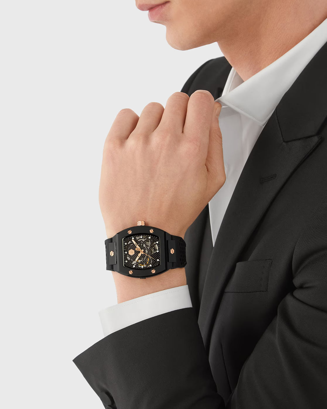$keleton Men Automatic Black Dial Analog Silicone Watch PWVBA0523