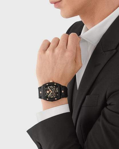 $keleton Men Automatic Black Dial Analog Silicone Watch PWVBA0523