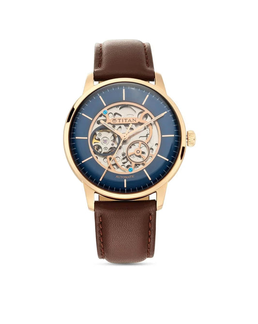 Titan Automatics Blue Dial Automatic Leather Strap watch for Men