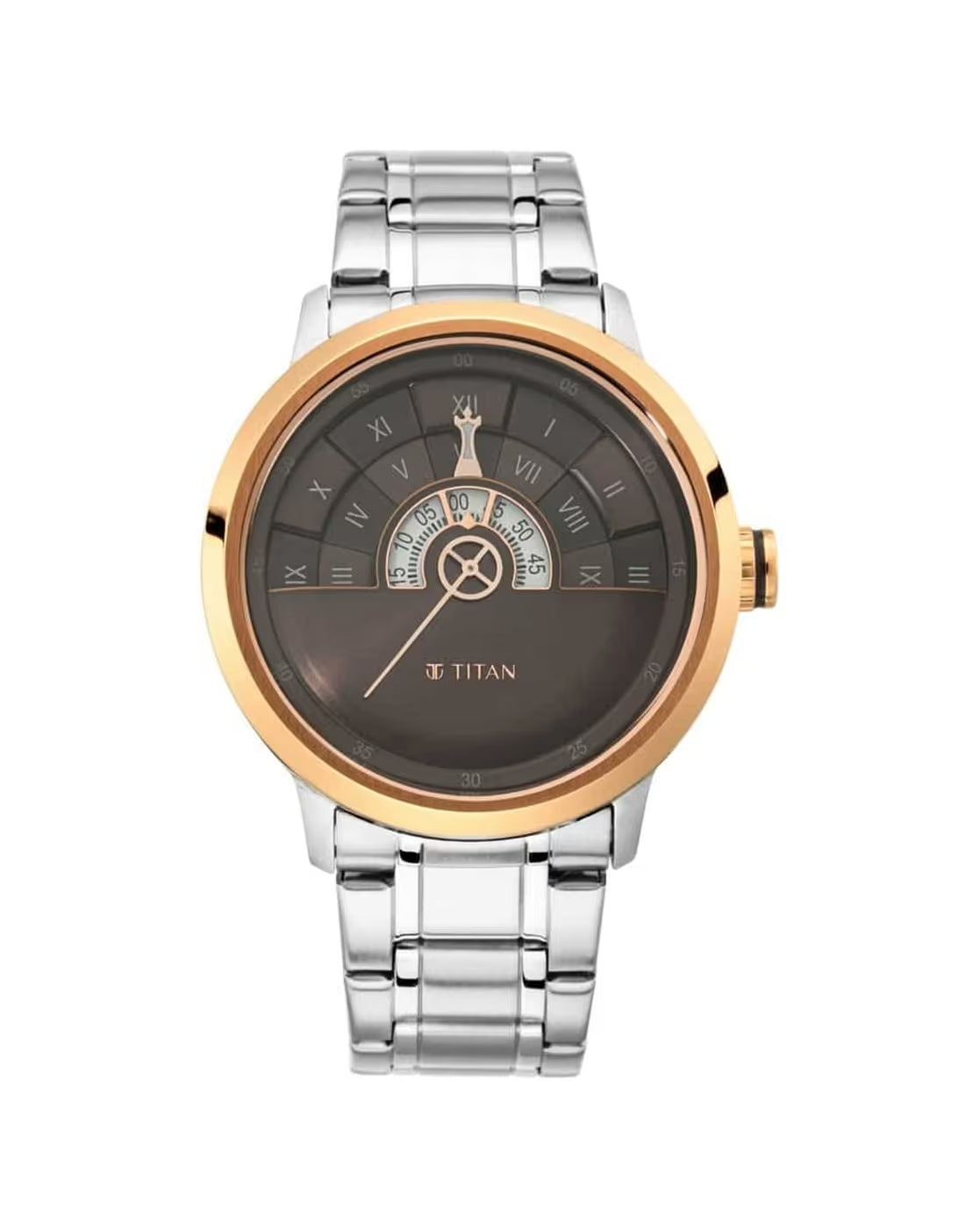 Titan Grandmaster Brown Dial Analog Stainless Steel Strap Watch for Men