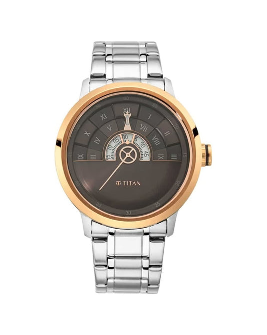 Titan Grandmaster Brown Dial Analog Stainless Steel Strap Watch for Men