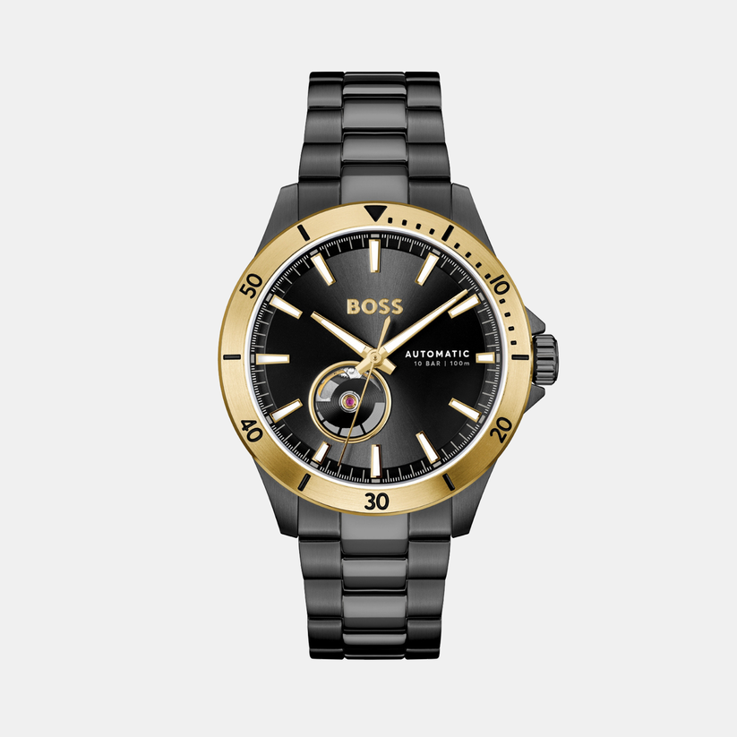 Troper Men Automatic Black Dial Analog Stainless Steel Watch 1514203