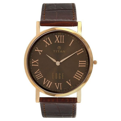 Titan Quartz Analog Brown Dial Leather Strap Watch for Men