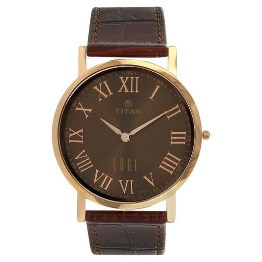 Titan Quartz Analog Brown Dial Leather Strap Watch for Men