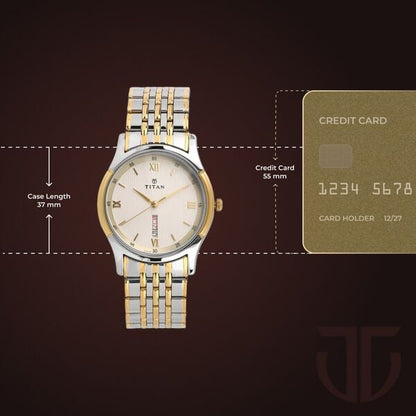 Titan Analog with Day and Date Off White Dial Stainless Steel Strap watch for Men