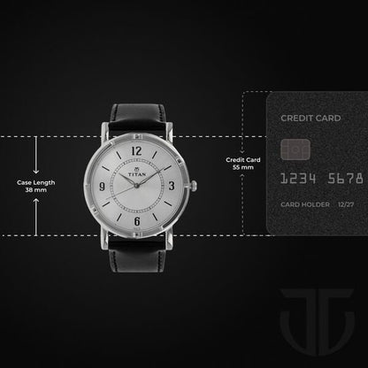 Titan Quartz Analog Silver Dial Leather Strap Watch for Men