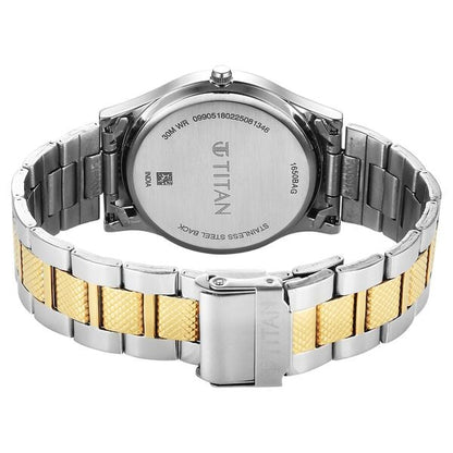 Titan Karishma Wedding Edit Quartz Analog with Day and Date Blue Dial Stainless Steel Strap Watch For Men