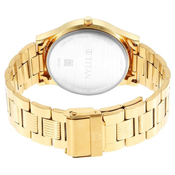 Titan Quartz Analog Champagne Dial Stainless Steel Strap Watch for Men