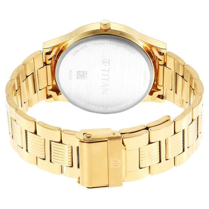 Titan Quartz Analog Champagne Dial Stainless Steel Strap Watch for Men