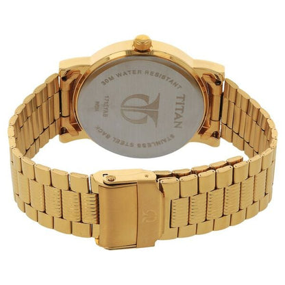 Titan Quartz Analog with Date Silver Dial Golden Stainless Steel Strap Watch For Men