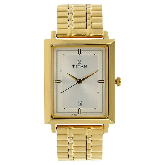 Titan Analog with Date Silver Dial Quartz Stainless Steel Strap Mens