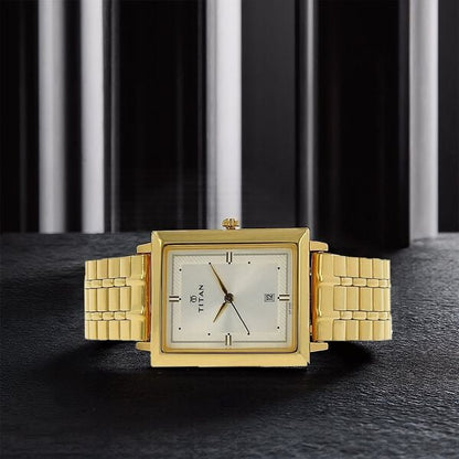 Titan Analog with Date Silver Dial Quartz Stainless Steel Strap Mens