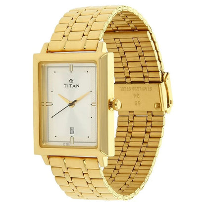 Titan Analog with Date Silver Dial Quartz Stainless Steel Strap Mens