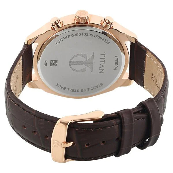 Titan Quartz Multifunction Black Dial Leather Strap Watch for Men