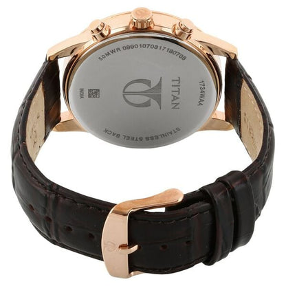 Titan Men's Metropolitan Luxe: Multifunction brown Dial with leather Strap