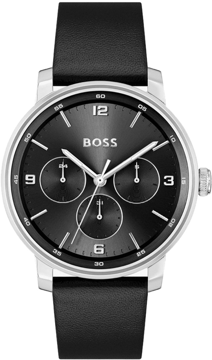 Contender Men Quartz Black Dial Multi-Function Leather Watch 1514125